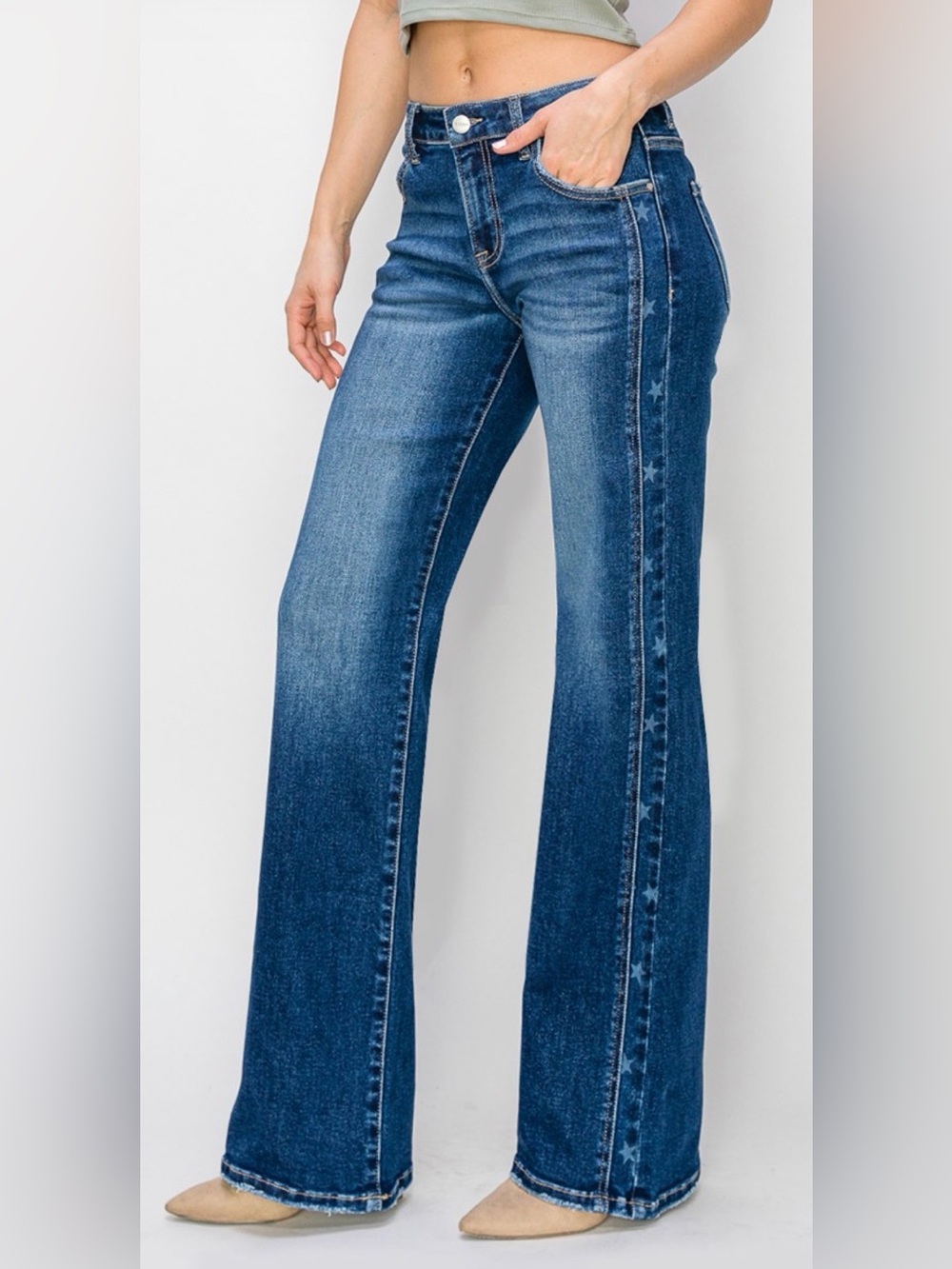 Risen Blue Side Star Mid-Rise Jeans - NWT
